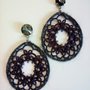 Orecchini Ovali in pizzo chiacchierino Charcoal e Swarovski Crystal Silver Night F.