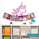 Portafoto unicorno - adesivo murale per bambini - cornice portafotografie - sticker da parete cameretta