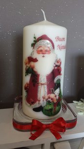 candela decorata con Babbo Natale