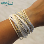 Bracciale multifile in ecopelle, bianco