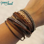 Bracciale multifile in ecopelle, marrone