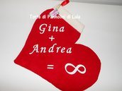 Calza Natale Epifania- Cuore gigante personalizzato - Idea regalo romantica ed originale per innamorati, fidanzati