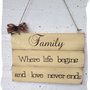 Targa legno con aforisma sulla famiglia - Family where life begins and love never ends