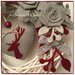 Corona di salice bianca con rose di lino grigio e cuore con cervo rosso
