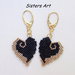 Orecchini cuore "Oro Nero" realizzati con perline Miyuki delica