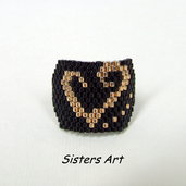 Anello cuore "Oro Nero" realizzato con perline Miyuki delica