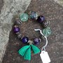 Bracciale argento indiano verde e viola