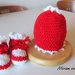                                                         cappellino e scarpine rosso/bianco da neonato