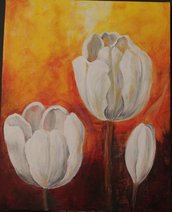 Acrilico su tela tulipani bianchi