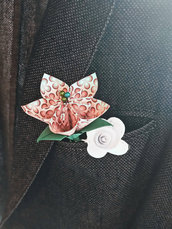 Fiore all'occhiello, fiore da giacca, fiori per matrimonio, wedding bouquet, paper flower, fiori di carta
