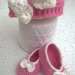 Cuffietta e ballerine in lana ad uncinetto neonata