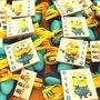 NOVITA - BOMBONIERE COMPLEANNO CONFEZIONATE  - MINIONS CALAMITA con NOME - da 4 cm legno - no fimo