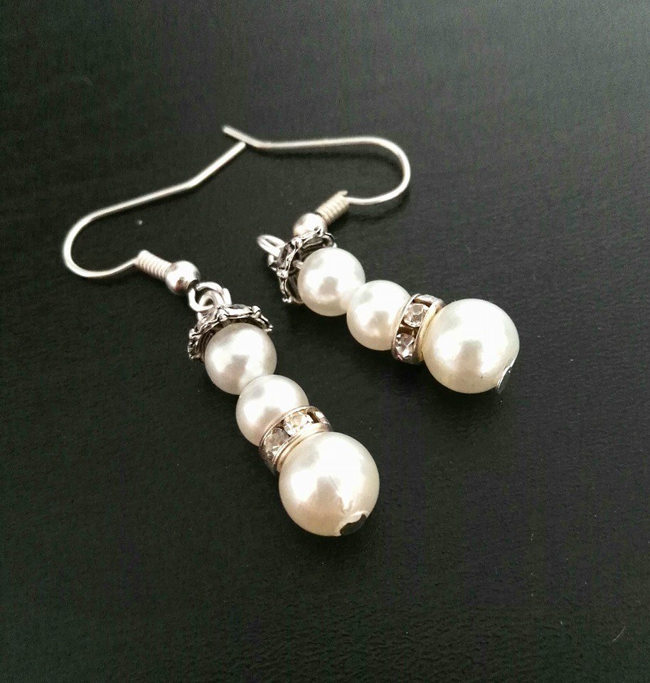 Orecchini Con Perle Donna | Pendenti Lunghi 4,7 Cm | Placcati Oro 14K Ipoallergenici | Per Matrimonio E Festa