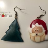 Orecchini albero di Natale Swarovski verde e argento con puntale albero