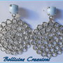 ORECCHINI A PERNO CON PERLA SWAROVSKI 8 MM PASTEL BLUE PEARL E FILIGRANA TONDA OTTONE