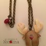 Collana lunga di Natale con renna Rudolph