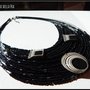 Collana multifilo nera con ciondoli in carta riciclata realizzati a mano