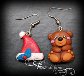 orecchini natalizi| orecchini fimo| orecchini natale| orsetto fimo| natale fimo| gioielli fimo| polymerclay earrings| christmas earrings| 