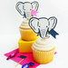 Toppers per Cupcake Elefanti Set con 10 pezzi