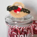  Mini BORSA beige -con ruche verde in lana- uncinetto.Decorata con miniature(Calza in feltro rossa-bianca)Decorazione di Natale.Segnaposto,Confezione per gioiello,bomboniera(personalizzabile).Ornamento per pacco