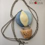 Collana lunga mongolfiera azzurra in cartapesta