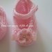 Scarpine ballerine in lana rosa con fiore 