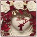 Corona di salice bianco con rose di lino bianco,rametti  e cuore con cervo rossi