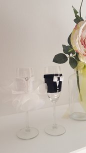 bicchieri di champagna flute per matrimonio(set 2 pezzi)