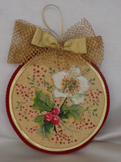Medaglione Natalizio  decorato a mano per addobbo albero di Natale