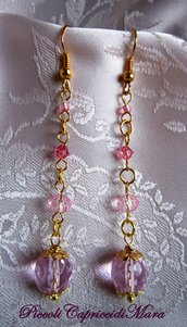 Orecchini con cristalli rosa (versione oro)