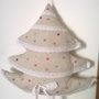 Albero di Natale di stoffa imbottito in lino , fuori porta shabby chic, addobbi natalizi