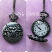 Collana orologio The Witcher wolf lupo logo videogames action fantasy cosplay giochi 
