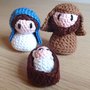 Mini presepe con Maria, Giuseppe e Gesù amigurumi, fatti a mano all'uncinetto