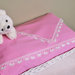 Set lenzuolo carrozzina color rosa, culla neonata, con pizzo all'uncinetto. Pronto per la spedizione