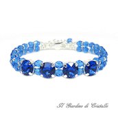 Bracciale blu Capri cristalli Swarovski e mezzi cristalli elegante fatto a mano - Ibisco
