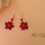 Orecchini moda chiacchierino handmade pizzo rosso Stella di Natale idea regalo