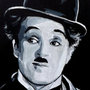 Ritratto di Charlot Charlie Chaplin in stile pop art dipinto a mano cinema