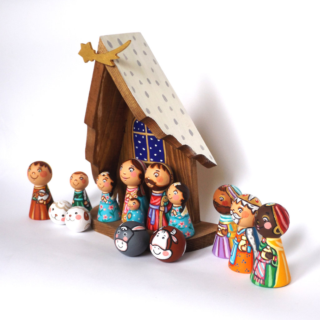 Presepe Della Sacra Famiglia In Finto Maglia - Set Da 11 Pezzi, 52 Cm - Raz Imports