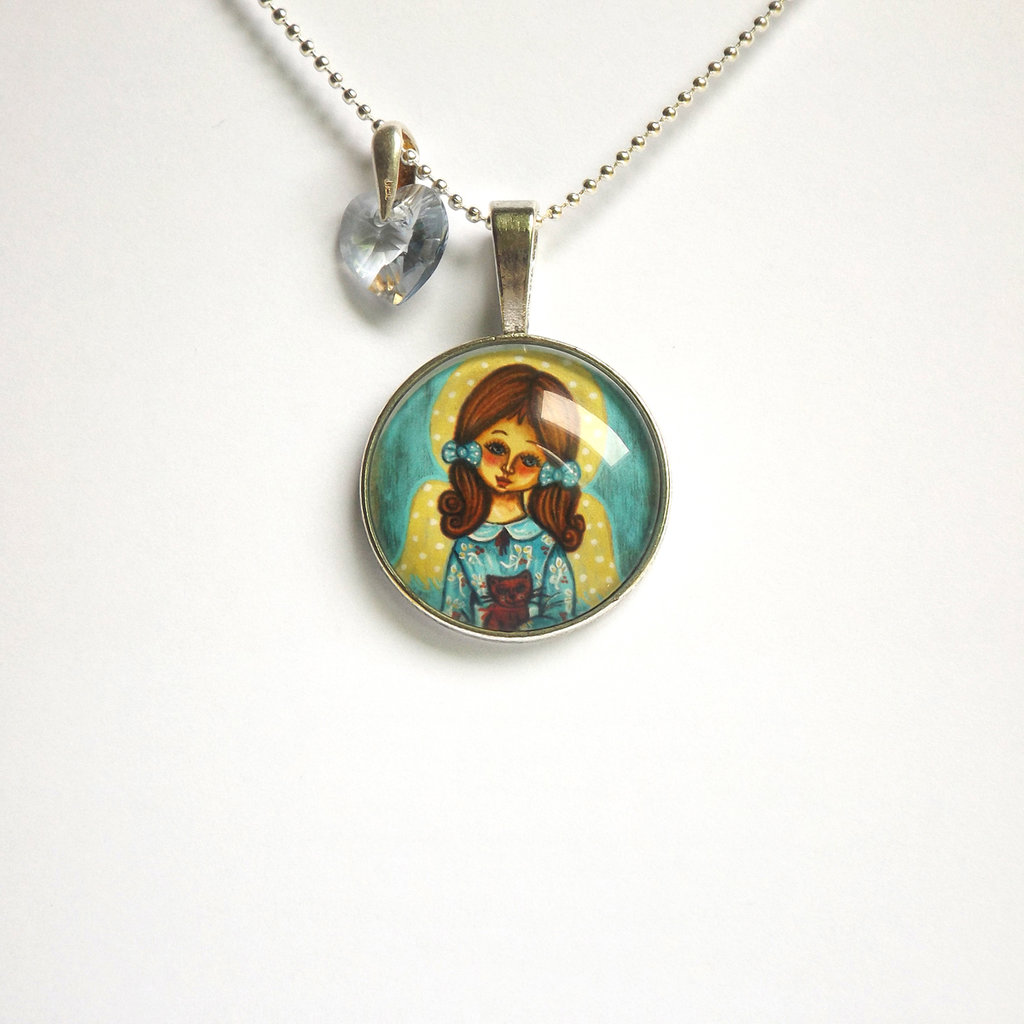 AEONSLOVE Collana Angelo Custode In Argento 925 Con Ametista – Ciondolo Angelo, Catena 45,7 Cm