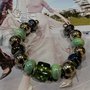 Bracciale rigido regolabile colore verde e blu 