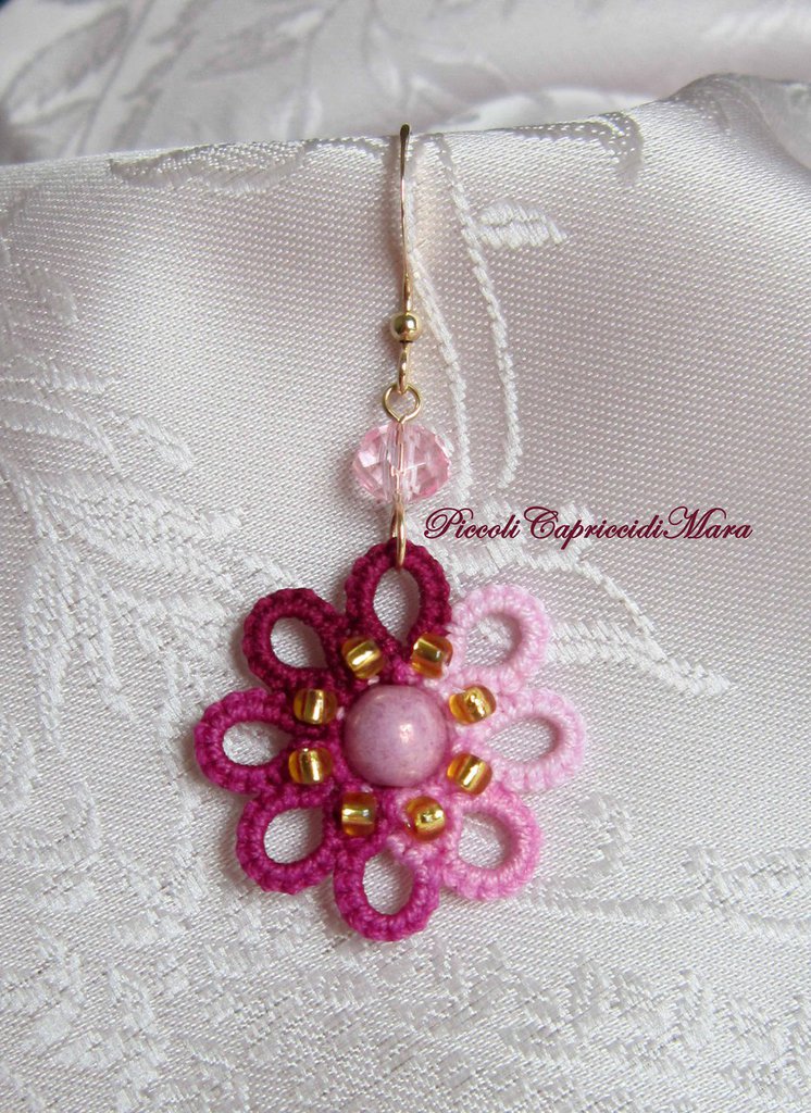 Orecchini Pendenti Bohemien Fatti A Mano Con Perline E Fiori – Per Ragazze, Estate, Rosa Rosata 6.1 Cm