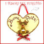 Fuoriporta  Natale 2016 " Renna " Cuore legno Fimo cernit Kawaii idea regalo targhetta quadretto targa decorazione addobbo 