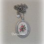 Collana Cameo Ricamo Bouquet di Fiori Rosa 