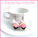 Orecchini Cupcake " Cioccolato crema rosa " fragola idea regalo clip Kawaii bambina natale