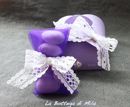 Bomboniera Scatolina Confetti lilla viola, matrimonio, nascita