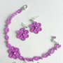 Parure Bracciale/Orecchini al Chiacchierino, 57 Colori, Rose, Fiori, Idea Regalo Donna, Estate, Uncinetto