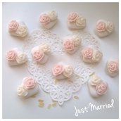 confetti decorati con rose rosa, cresima, matrimonio, prima comunione 