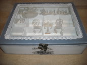 Romantica scatola contenitore per bustine tè o tisane con pizzo