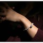 Bracciale pietra dura Howlite, Pepite Argento 925, charm "Sfera" Argento 925