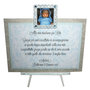Targhetta con foto versione azzurra - regalo bomboniera madrina padrino Battesimo